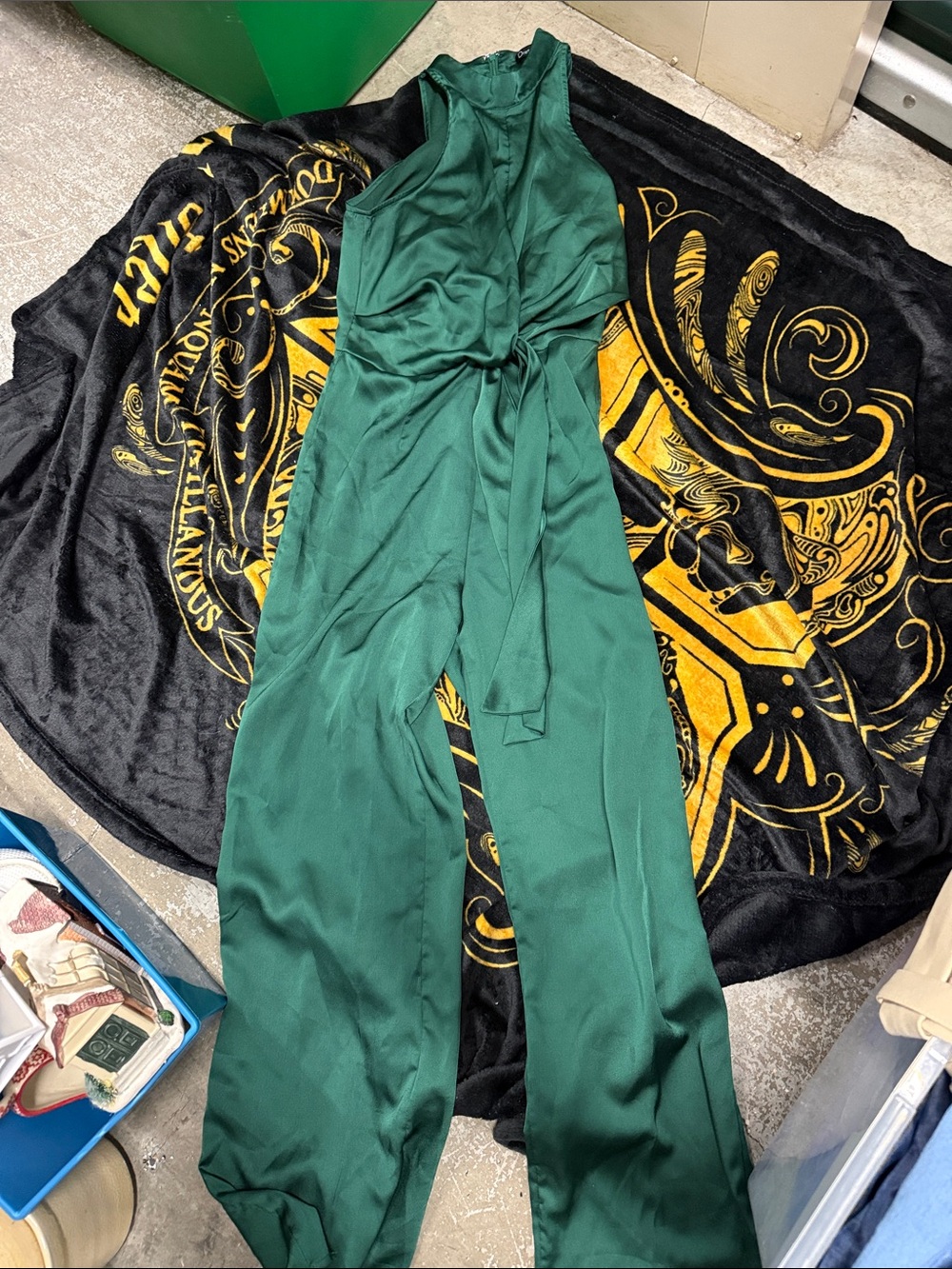 Sleeveless Emerald Green Tie-Waist Jumpsuit